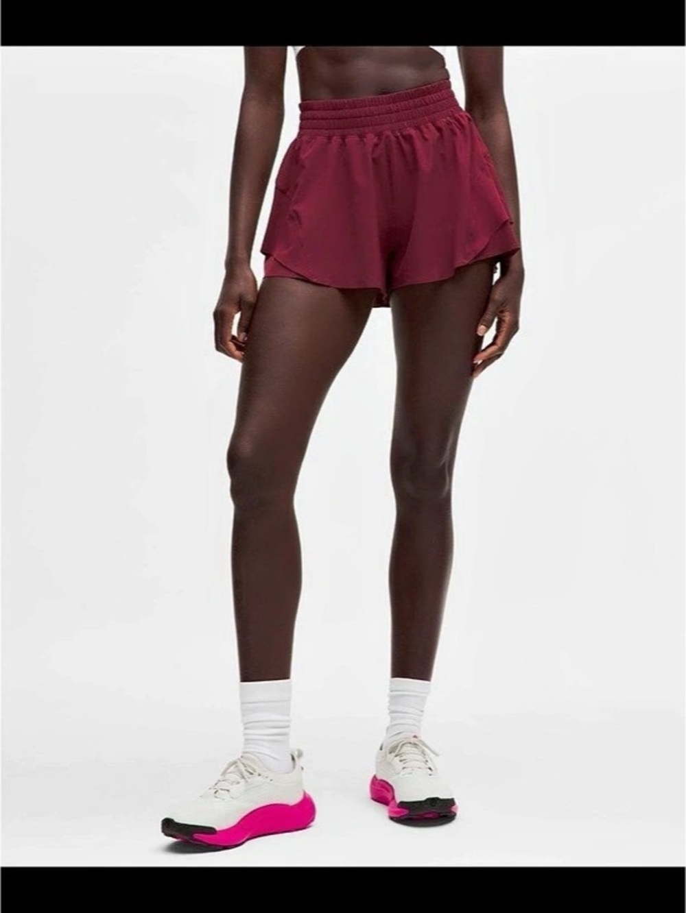 lululemon Track That High-Rise Lined Short 3" Burgundy Bay- XXS